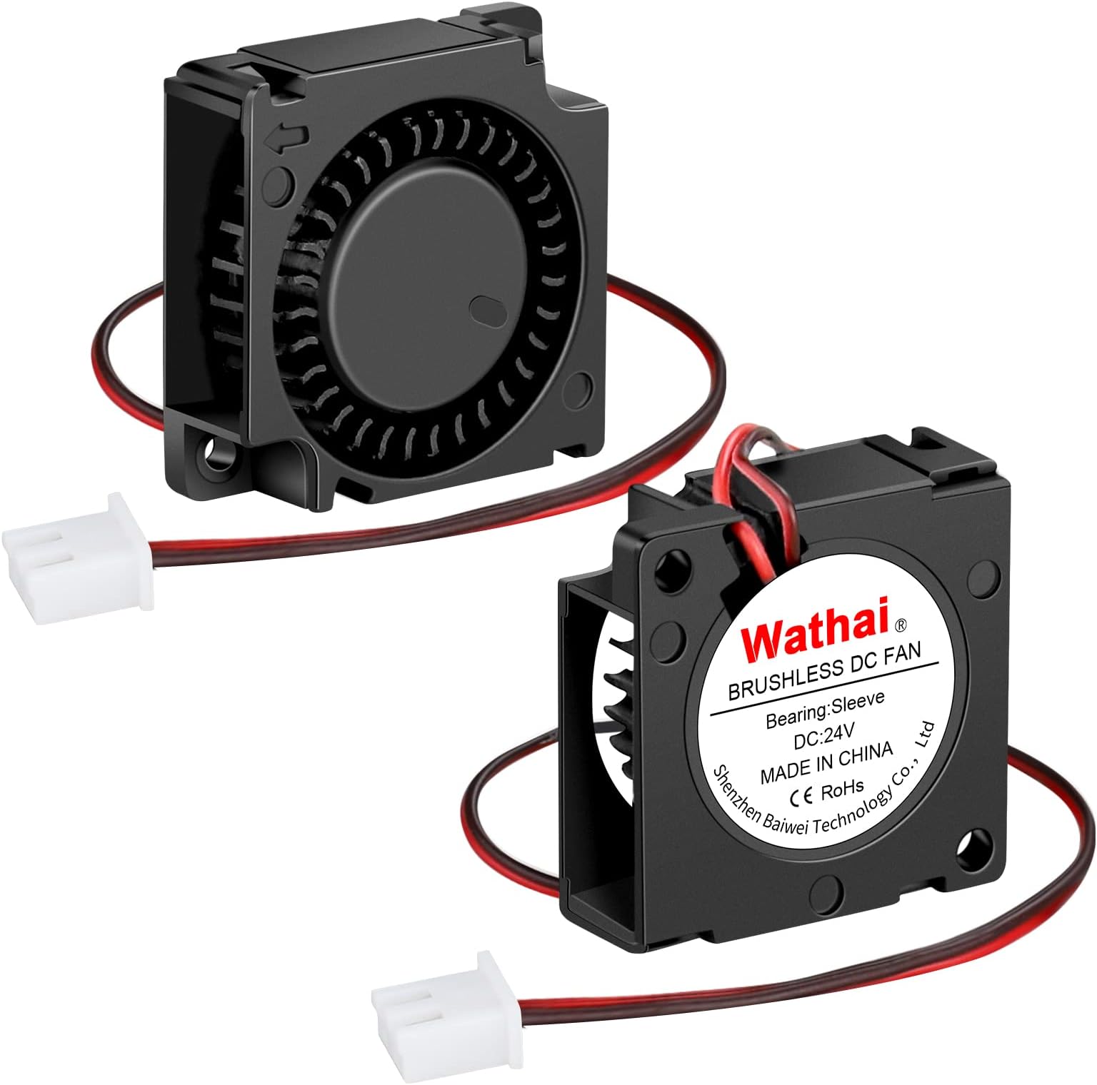 2Packs Wathai 30mm 24V Blower Fan Brushless Exhaust Fan 2pin 30 x 30 x 10mm for DIY Cooling Single Board Computer, Custom Setu, Hotend