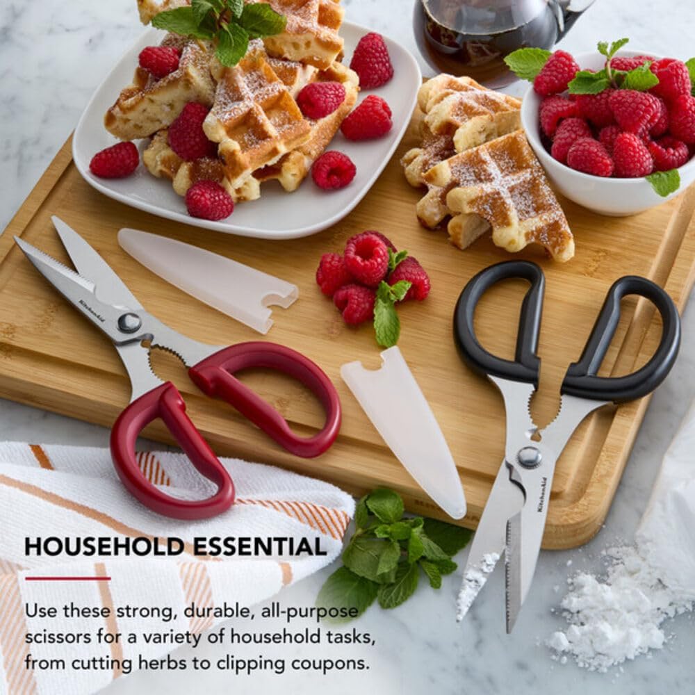 KitchenAid 2-Piece Multipurpose Shear Set – Versatile Scissors with Nutcracker, Bottle Opener, Ergonomic Handles with Protective Blade Covers image 4