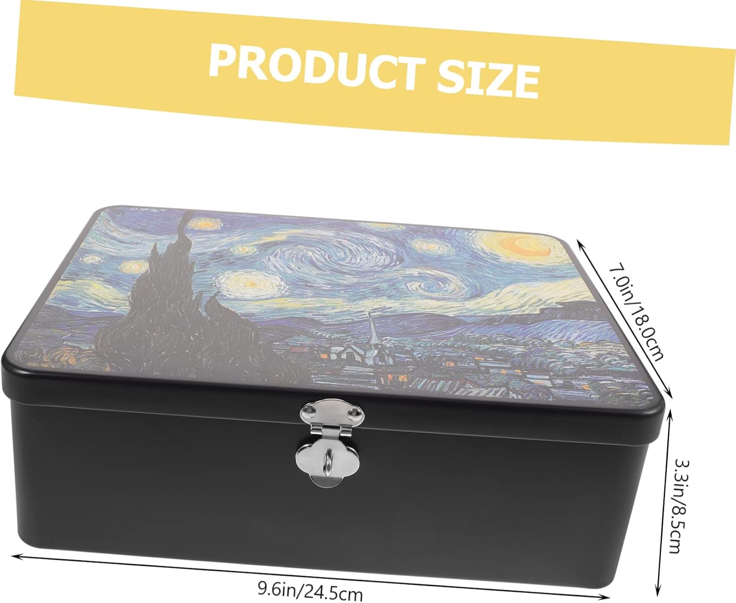 INOOMP Vintage Decorative Tinplate Storage Box with Lock Small Desktop Container for Jewelry Gifts and Keepsakes Lightweight Compact Tin Case with Lid for Secure Space Saving Organization image 2