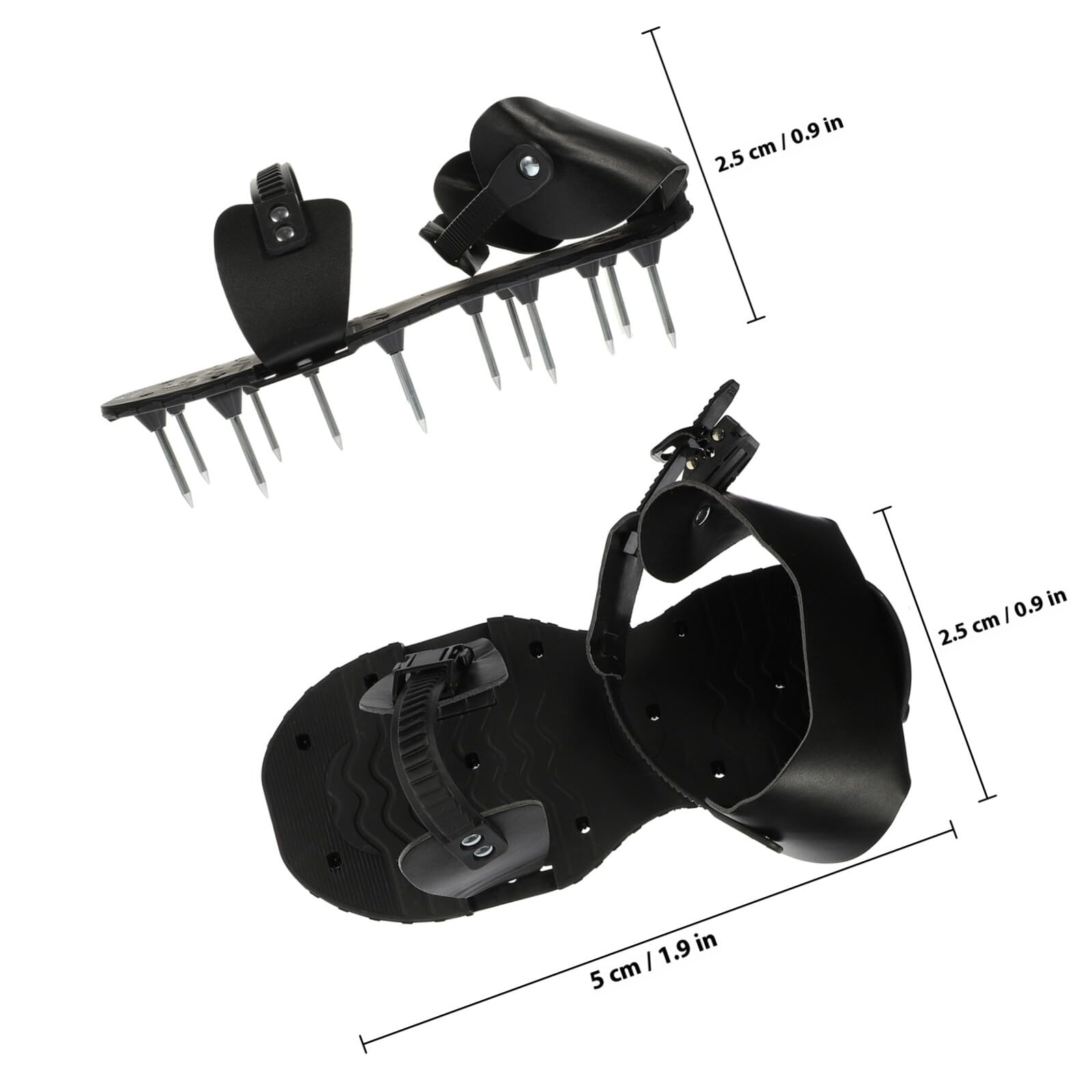 Homoyoyo Zapatos Aireadores Manuales para Césped Púas de PU Negro y Correas Ajustables, Herramienta Resistente para Mejorar la Salud del Césped en Jardinería