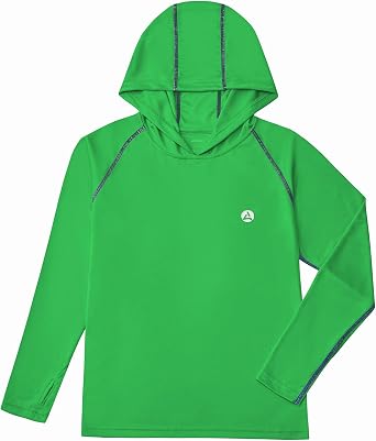 Boys Grils Long Sleeve Sun Shirts UPF50+ Hoodie Thumbhole Rash Guard Quick Dry Atheltic Hiking Workout Water Playing