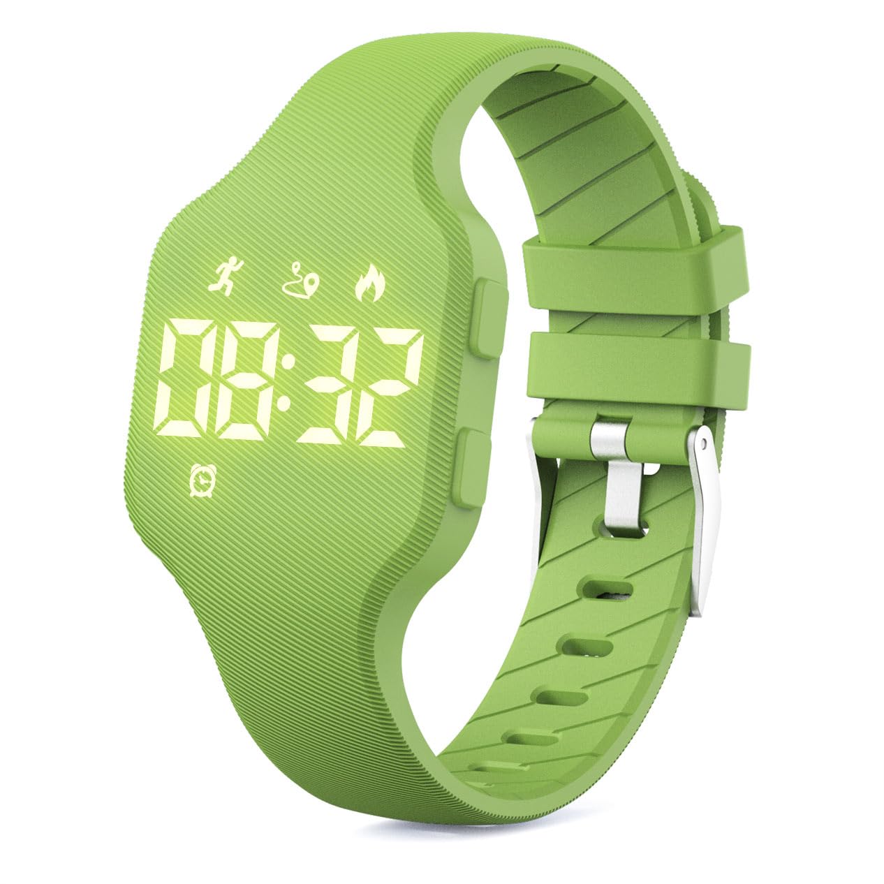 Reloj de seguimiento de actividad LED para niños de 5 a 15 años, no requiere aplicación, reloj de pulsera deportivo digital, impermeable, podómetro, reloj despertador, correa de silicona, para