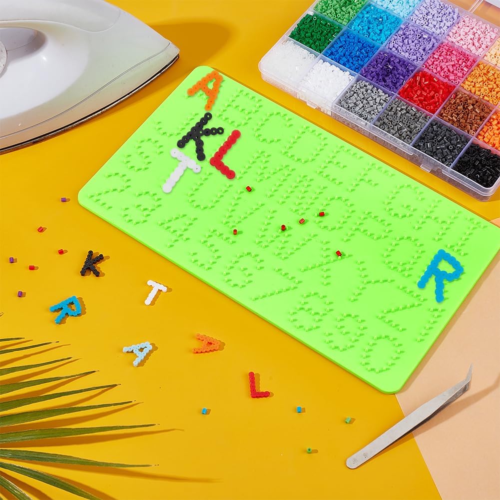 BENECREAT Fuse Beads Pegboard, 9.9x5.6inch Plastic Beads Boards, Alphabet A~Z & Numeral 1~9, Rectangle Plastic Boards for DIY Craft Birthday Present