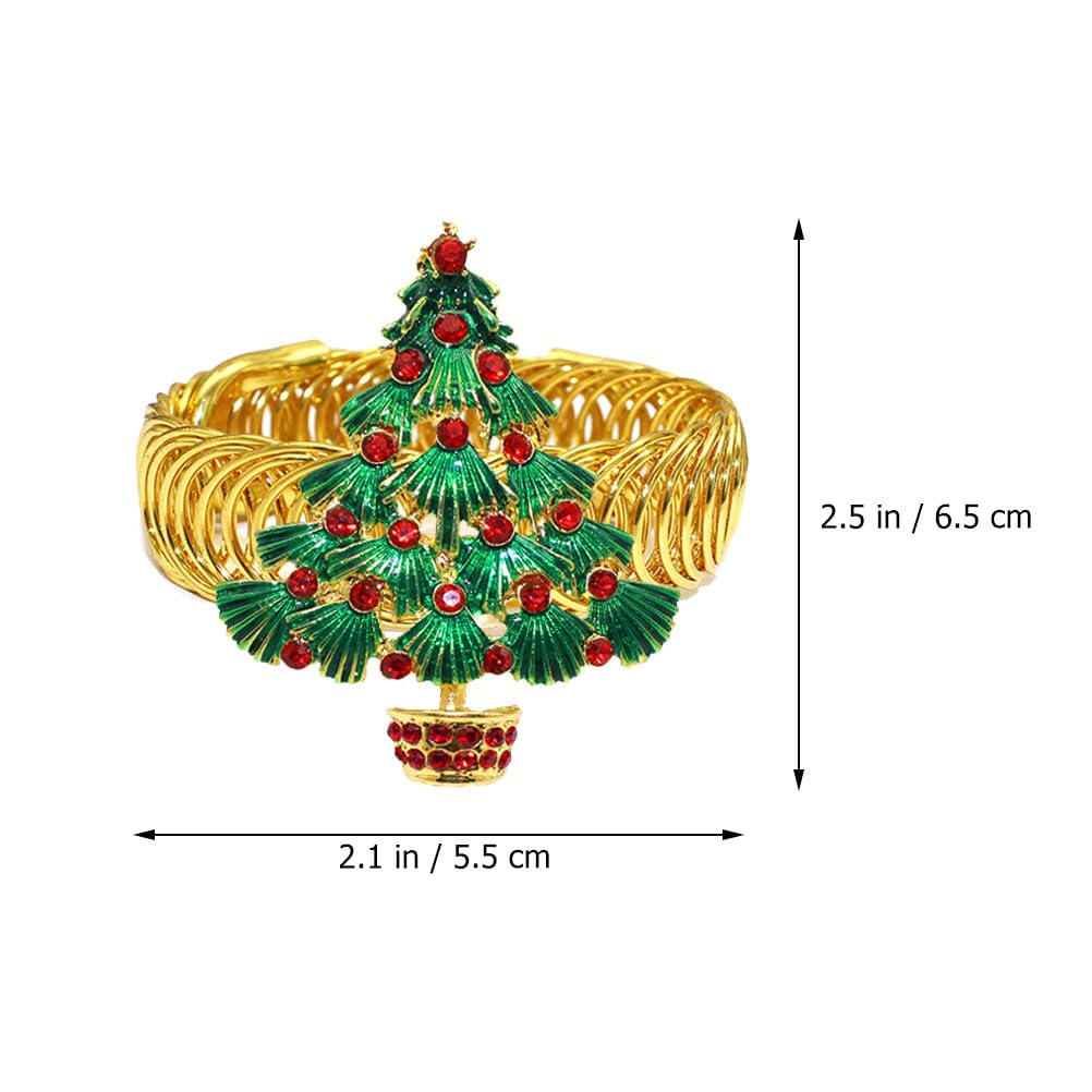 LOGOFUN 6PCS Christmas Curtain Tieback Buckle Aluminum Alloy Spring Design Curtain Holdback Rhinestone Xmas Tree Shaped Curtain Ties for Christmas Holiday Party Home Office Room Decoration