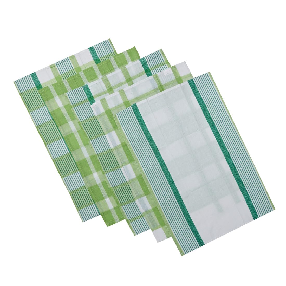 Charlotte Andersen Green Cotton Rich Soft Kitchen Tea Towels Dish Cloths 5 Pack Quick Dry, Ultra Absorbent And Machine Washable 78Cm X 44Cm (Green)