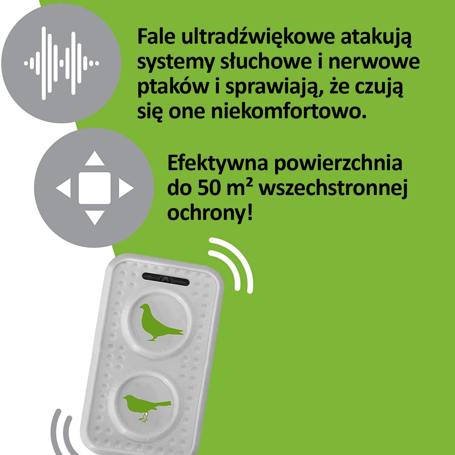 ISOTRONIC Ultradźwiękowy odstraszacz ptaków i gołębi – Bateryjny – Na balkon, dach i do ogrodu – Skuteczny na wróble, mewy i wrony – Zasięg 50 m² (2 sztuki)