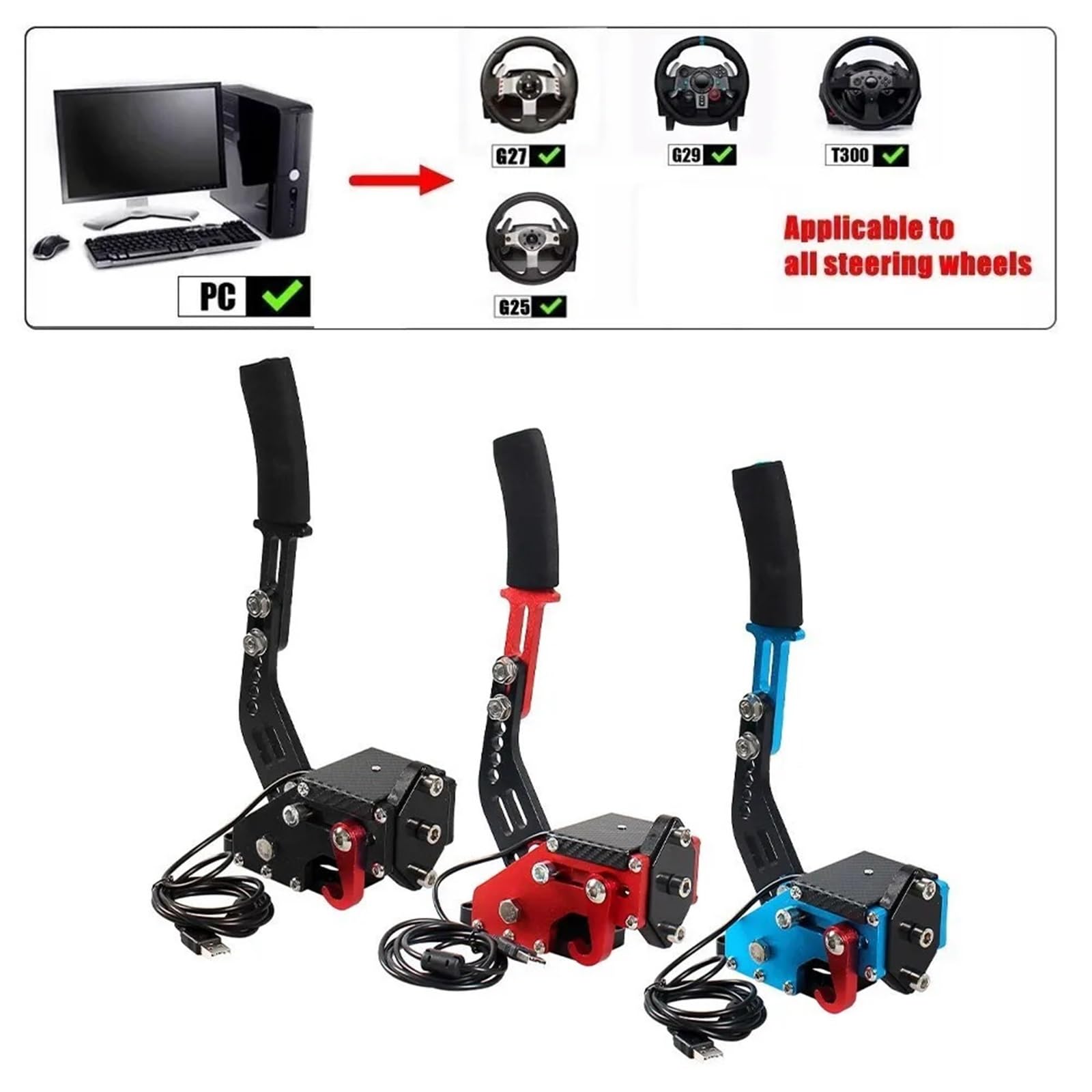 Dźwignia Hamulca Ręcznego Samochodu Uniwersalny hamulec ręczny USB do gier wyścigowych i stały uchwyt do gier G29/27/25 T300 T500 na PC do gier wyścigowych Fanatecosw Dirt Rally