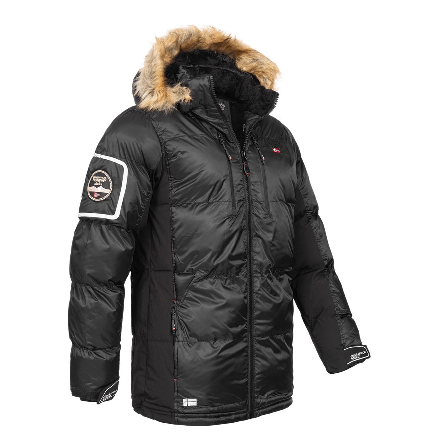 Geographical Norway Danodb Hombre Dsitribrands Production - Parka larga cálida invierno otoño - Abrigo impermeable y cortaviento con capucha y pelo sintético - Chaqueta outdoor resistente
