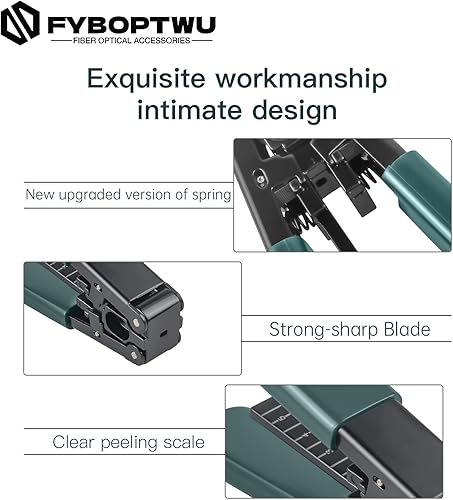Miniatura 5 de Pelacables de descenso de fibra óptica de 3 piezas para cables de caída FTTH de 0.122 in x 0.079 in, alicates para cable óptico aislado de goma