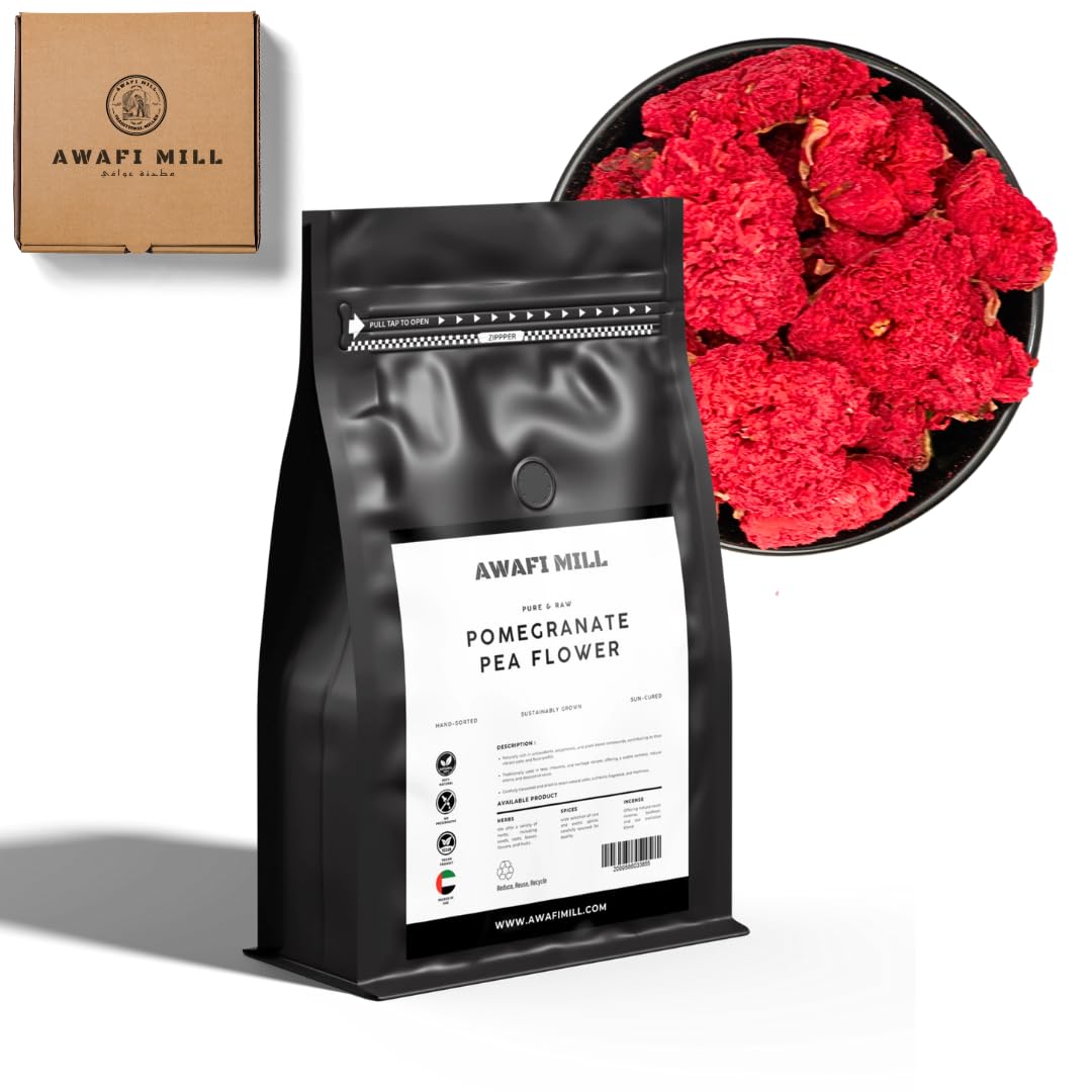 AWAFI MILL Pomegranate Flower (Golnar) – Dried Blossoms for Herbal Tea | Punica granatum | Tart-Floral, Ruby-Pink Infusion | 100% Plant-Based - 500 g | 17.6 Oz