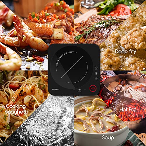 Aigostar Portable Induction Cooktop, Induction Burner With 8 Level Temp ​Setting Between 140°F-460°F, Timer, Electric Countertop Burner With Led Display, Child Safety Lock, Auto-Shut-Off #TOP6