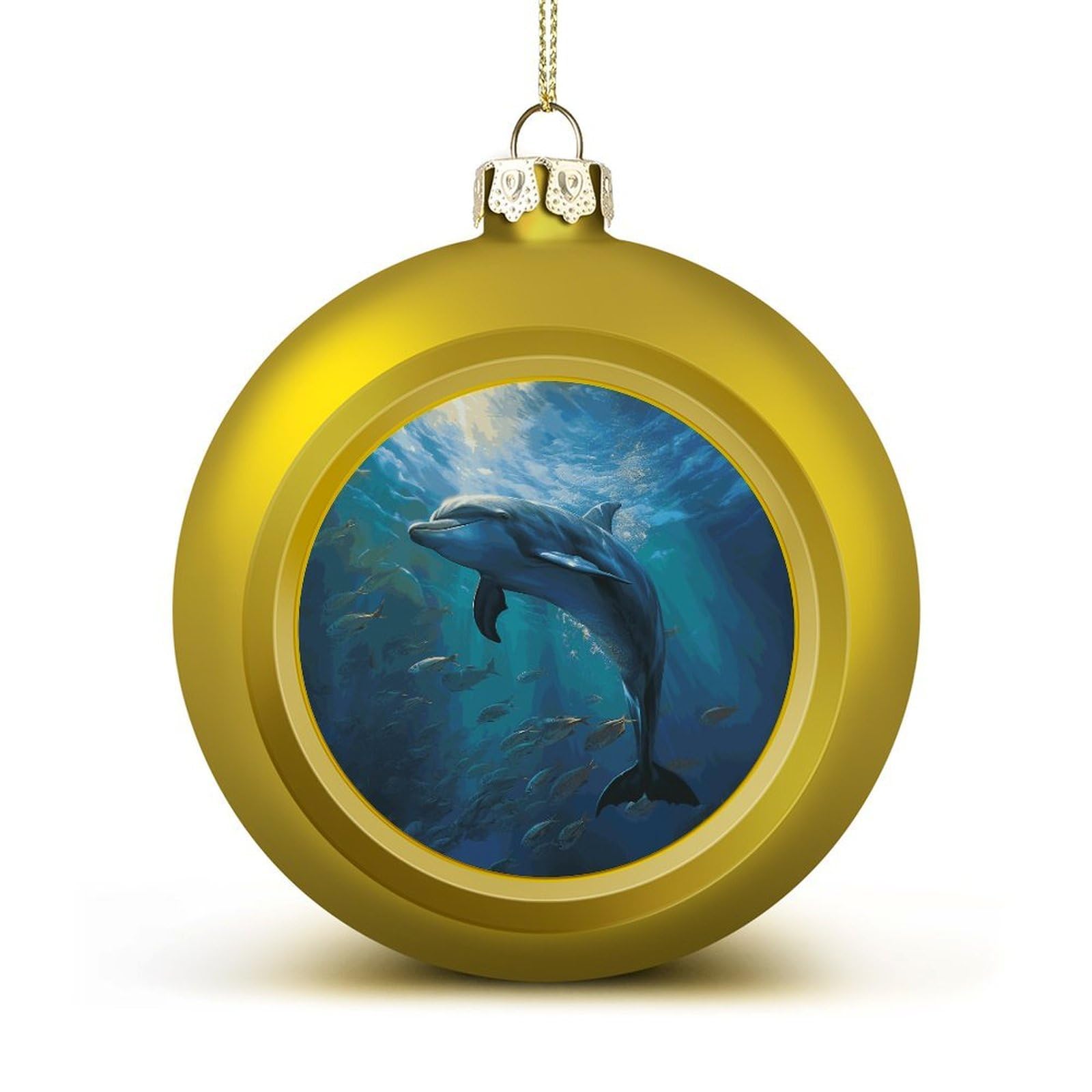 Dolphin in The Deep Ocean Christmas Balls Ornaments for Xmas Christmas Tree 1.6" Hanging Shatterproof Xmas Balls Hanging Decor Pendants for Holiday Party Outdoor Indoor DIY Craft Supplies