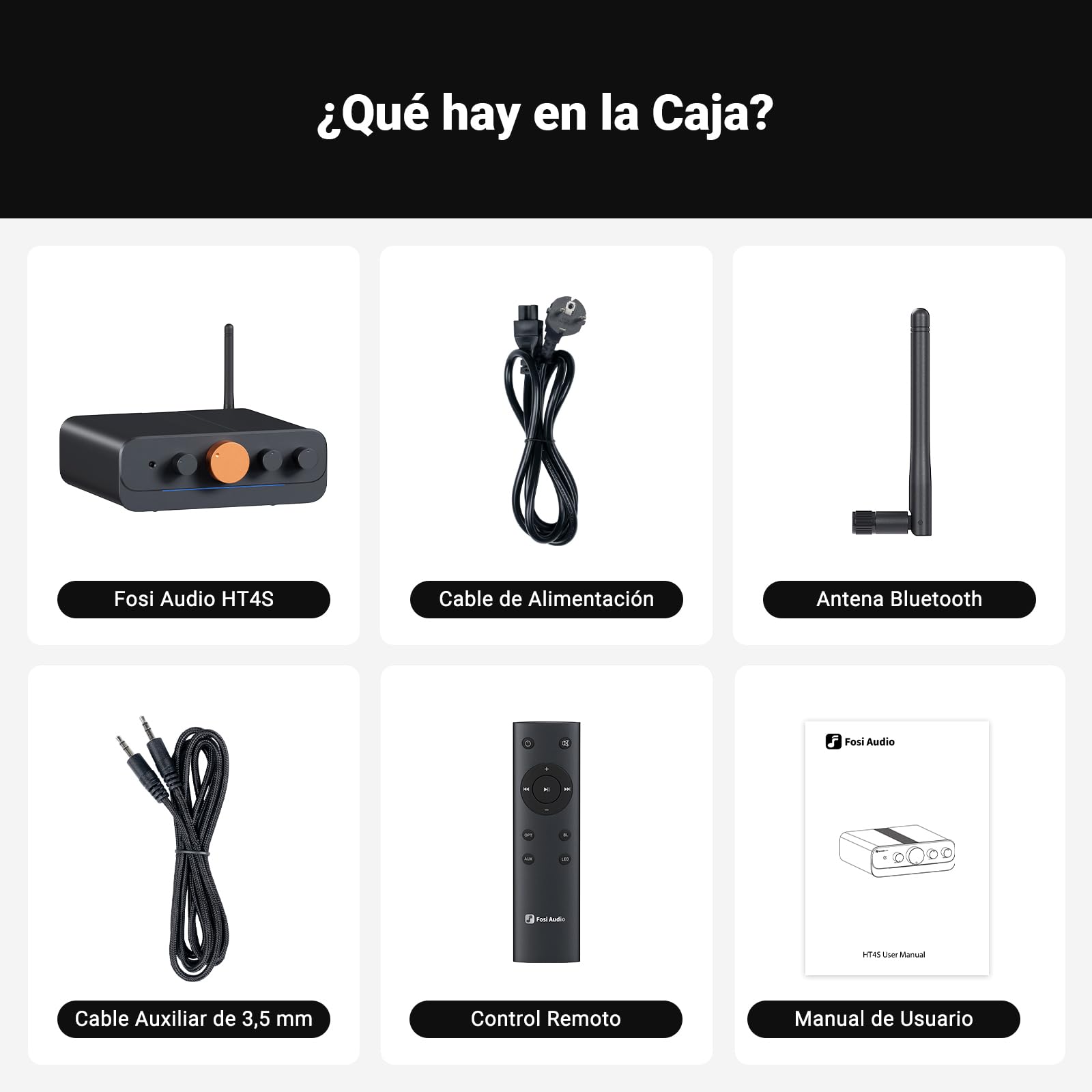 Fosi Audio HT4S Amplificador Bluetooth para Altavoces Exteriores, Amplificador de Potencia de 4 Canales para Bass Shaker Sim Racing Cockpit, Receptor de Audio Estéreo para el Hogar 4.1/5.0 CH