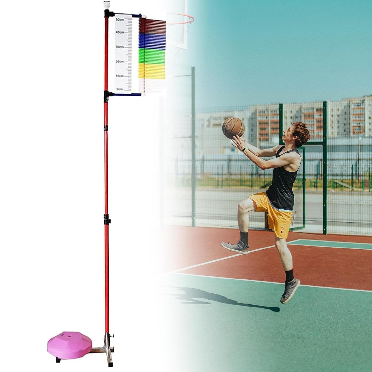 Ersinian Vertical Jump Tester With Adjustable Height, Stable Base For Accurate Measurement, Ideal For School Gym Training And Jump Performance Assessment