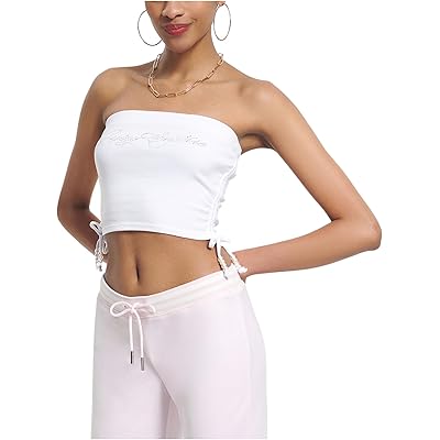 Juicy Couture Rib Tube Top With Ties white