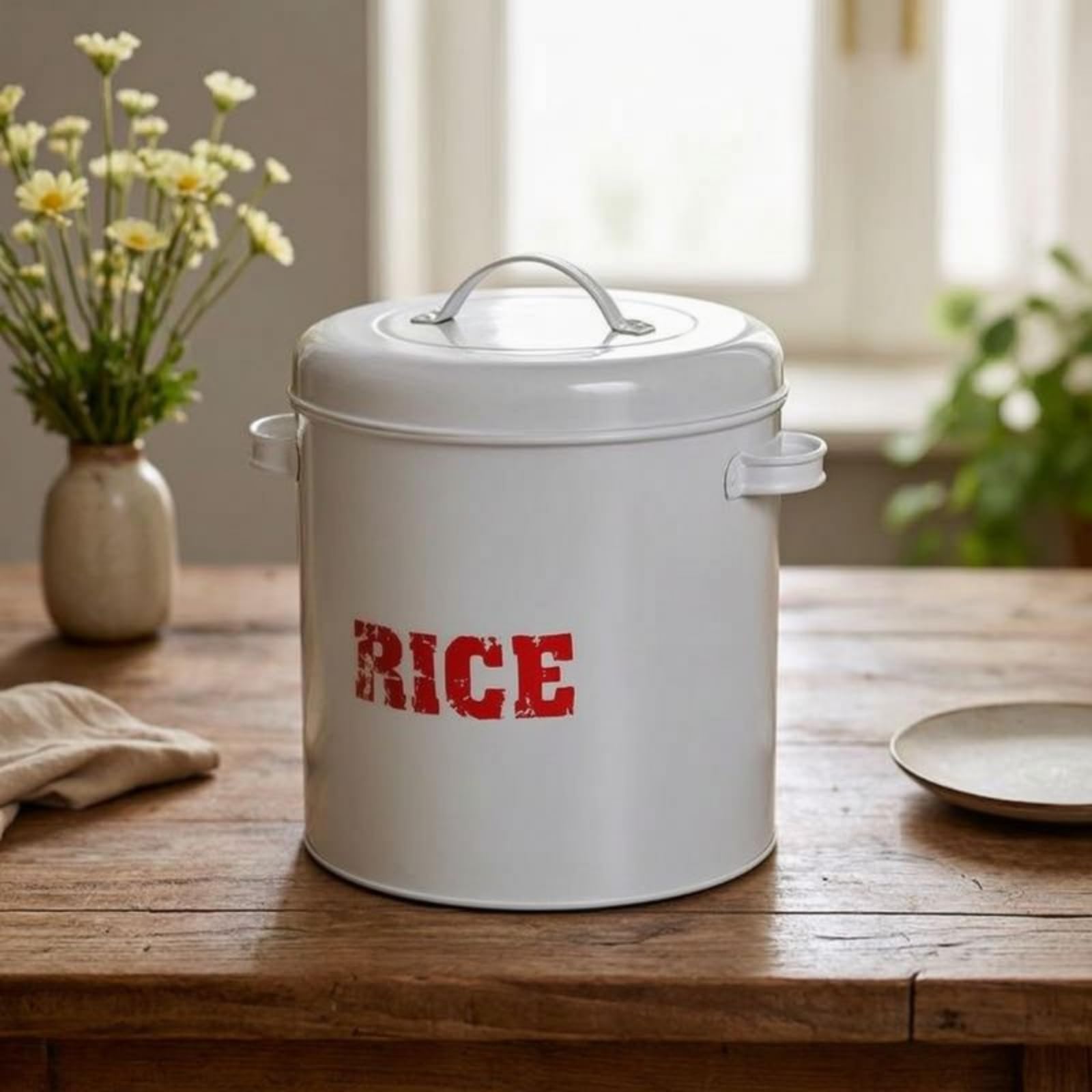 behälter mit Messbecher praktisch box mit Messbecher tragbar eimer Deckel für Familien, Hobbyköche, Küche, Speisekammer, Arbeitsplatte