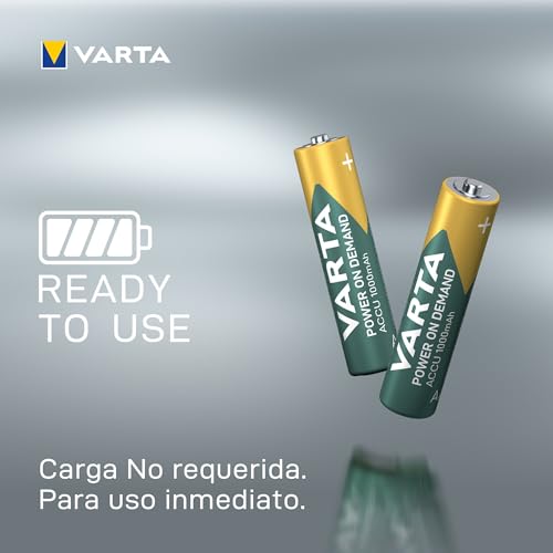 Miniatura 6 de Varta Pilas Aaa, Recargables, Paquete De 4, Recharge Accu Power, Batería Recargable, 1000 Mah Ni-Mh, Sin Efecto Memoria, Precargadas, Listas Para Usar