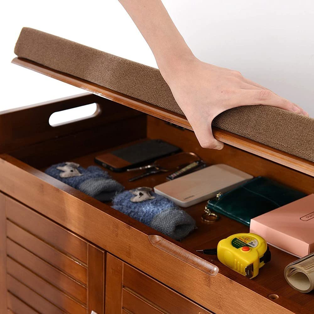 Banco Zapatero Madera Entrada, 3 estantes Estantería Organizador para Zapatos, Armario Zapateros para Entrada Sala de Estar Pasillo, Carga Máx 150 kg, 90X50X32CM Fácil de Montar