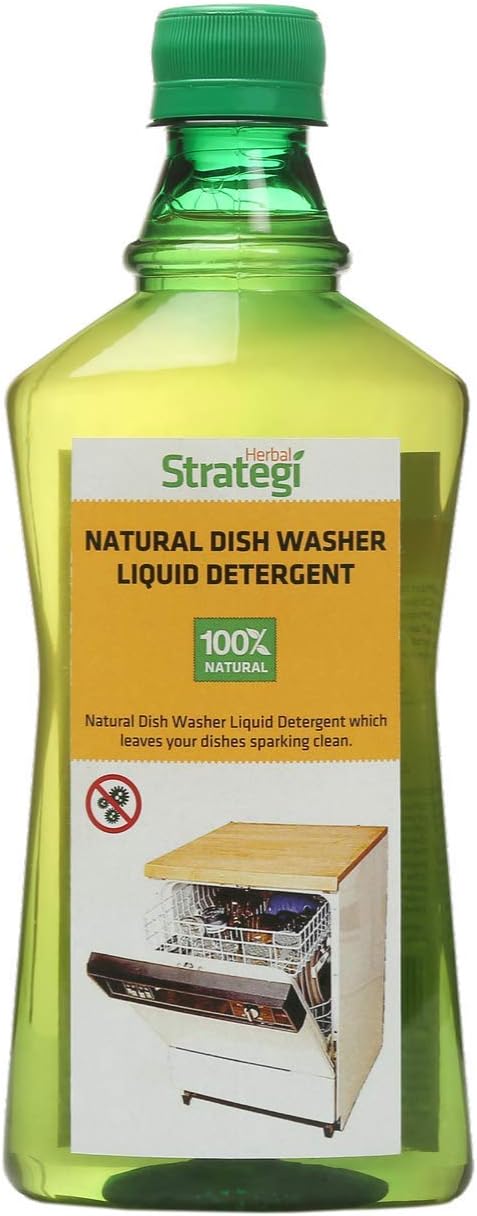 Herbal Strategi – Dish Washer Machine Liquid Detergent |Completely Herbal | Removes Stains & Grease | For Household & Commercial Dishwashing Equipment | Made with plant extracts and aromatic oils| Eco-friendly & Biodegradable | Skin-Safe, Baby-Safe & Pet-Friendly | 500mL
