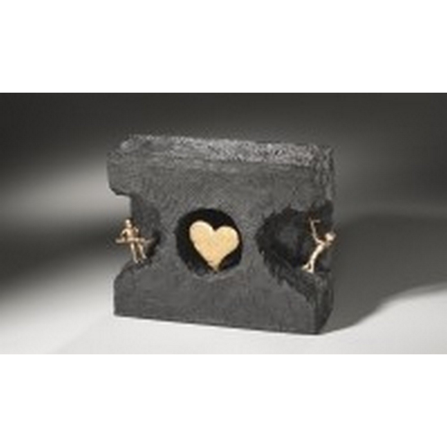 MaMeMi Bronzeskulptur - Zueinander Finden - mit schwarzem Steinguss-Sockel a.d. Living Serie von Kerstin Stark