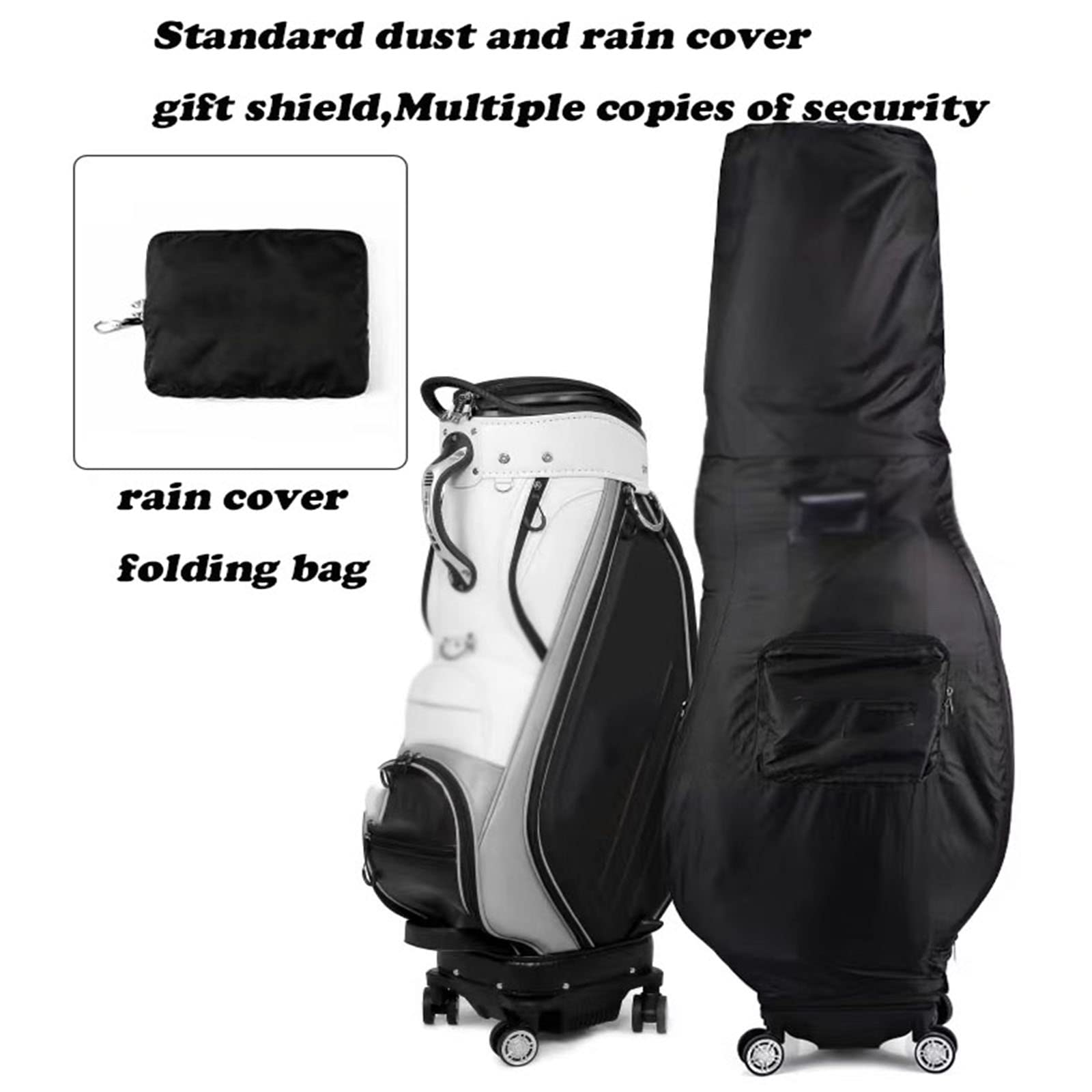 1 szt. Torba golfowa, torba golfowa z kółkami, wysuwana torba na wózek golfowy z przegrodą, łatwa do przenoszenia, unisex (Black)