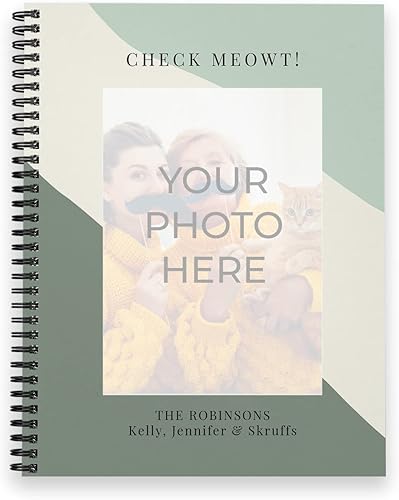 Cuaderno de color esmeralda con foto personalizada, diario de tono frío de 8.5 x 11 pulgadas, 120 páginas, varios diseños de papel, tapa blanda