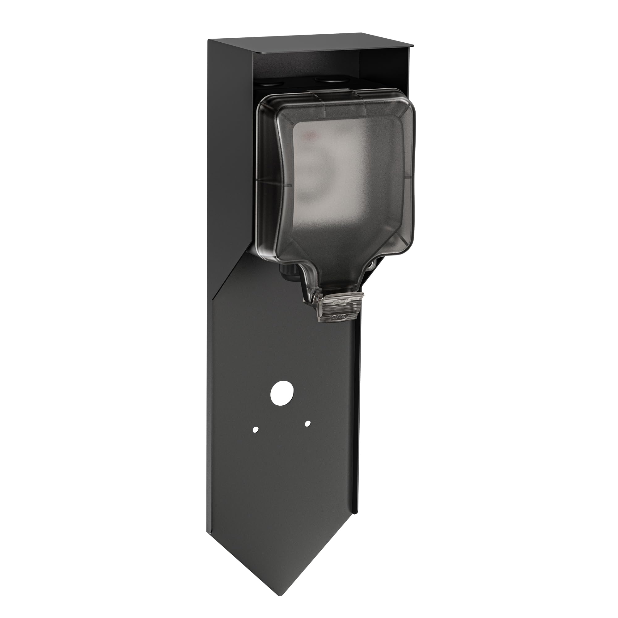 ledscom.de Colonnina con presa da giardino POXO (2 pezzi) con picchetto da terra per esterni, IP65, a 1 presa, acciaio inossidabile, nera, squadrata, 40 cm