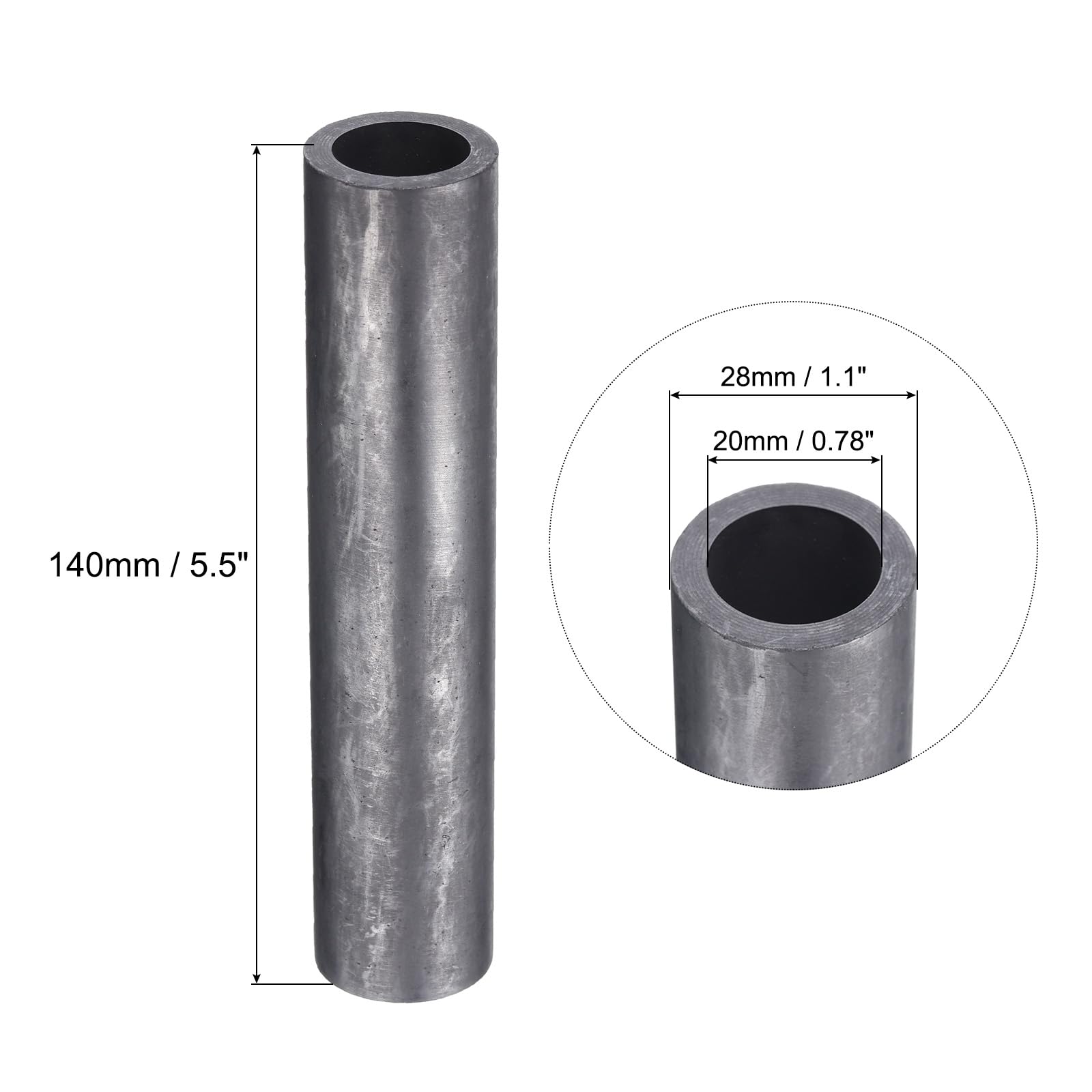 QUARKZMAN Tube en Graphite Bâton de Mélange en Graphite Bâton de Mélange de Creuset Longueur de 5,5 Pouces Diamètre Extérieur de 1,1 Pouce pour Remuer les Métaux Liquides, la Coulée 2 Pièces