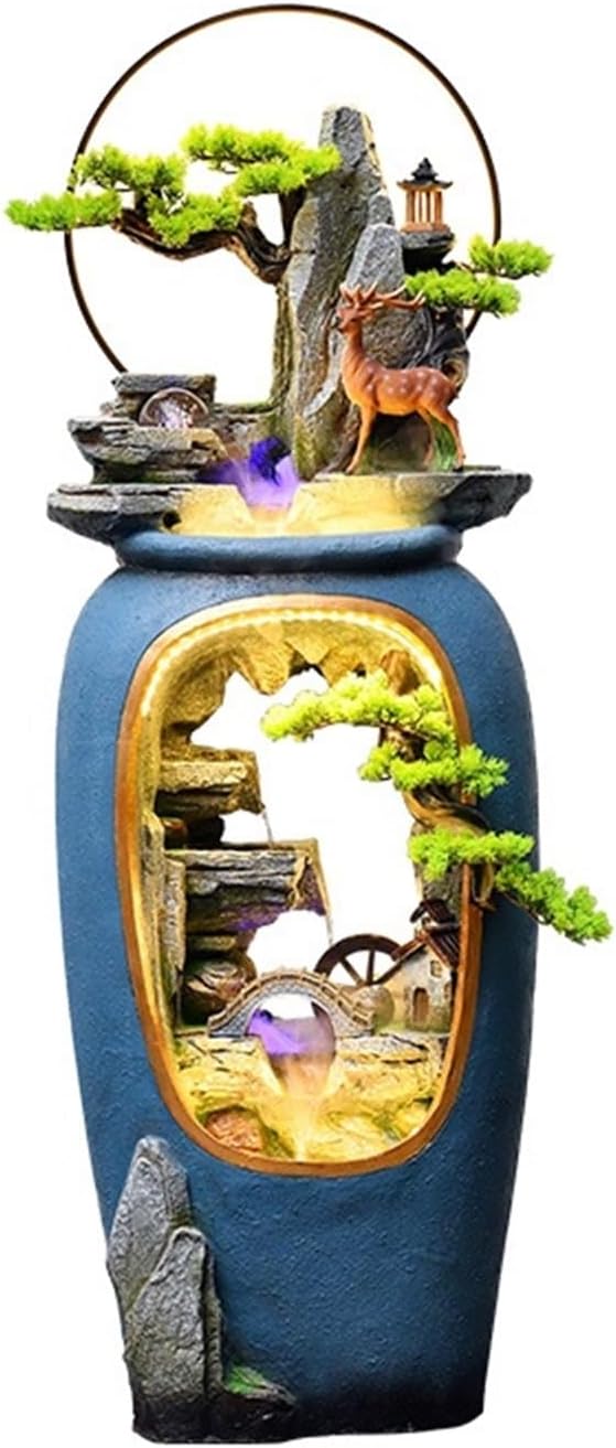 Modern Chinese Water Fountain, Living Room Courtyard Floor Decoration, Garden Office Decoration Floor-Standing Fountains