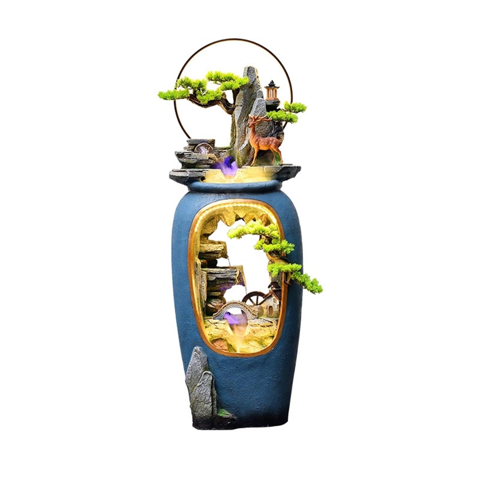 Jingzai202405 Indoor Floor Fountain Chinese Water Fountain, Living Room Courtyard Floor Decoration, Garden Office Decoration Water Fountain