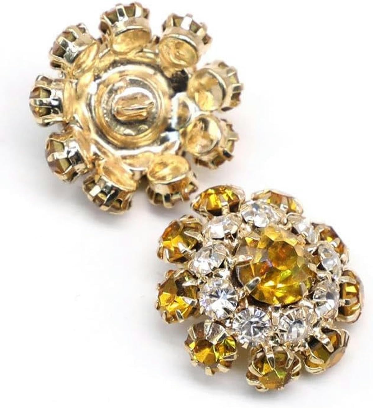 20MM 20PCS Botón de vástago de metal Botones de diamantes de imitación de girasol para coser Botón de vástago de diamantes de imitación Botones de diamantes de imitación de perlas para ropa abrigo-Ne