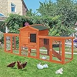Esright 81'' Large Rabbit Hutch, Large Chicken Coop, Wooden Bunny House, Outdoor Hen Cage with Ventilation Door, Removable Tray and Ramp