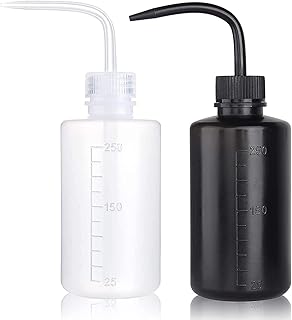Plastic Squeeze Bottle Safety Rinse Wash Watering Can Water Squirt Irrigation Tattoo Wash Medical Lab, Tattoo Supplies Bend Mouth and Scale Mark White/Black 250ml