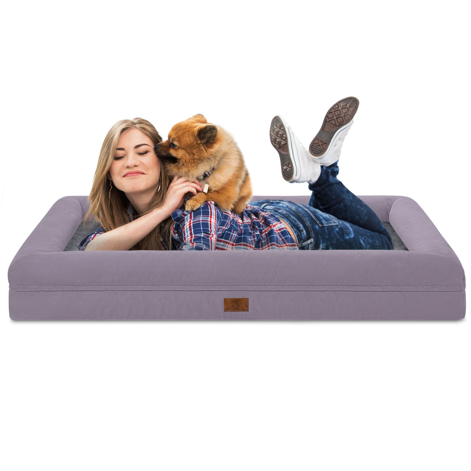 Cama ortopédica jumbo para perros, cama lavable para perros con refuerzo extraíble de 4 lados, cama impermeable para mascotas, caja de huevos de espuma con parte inferior antideslizante para