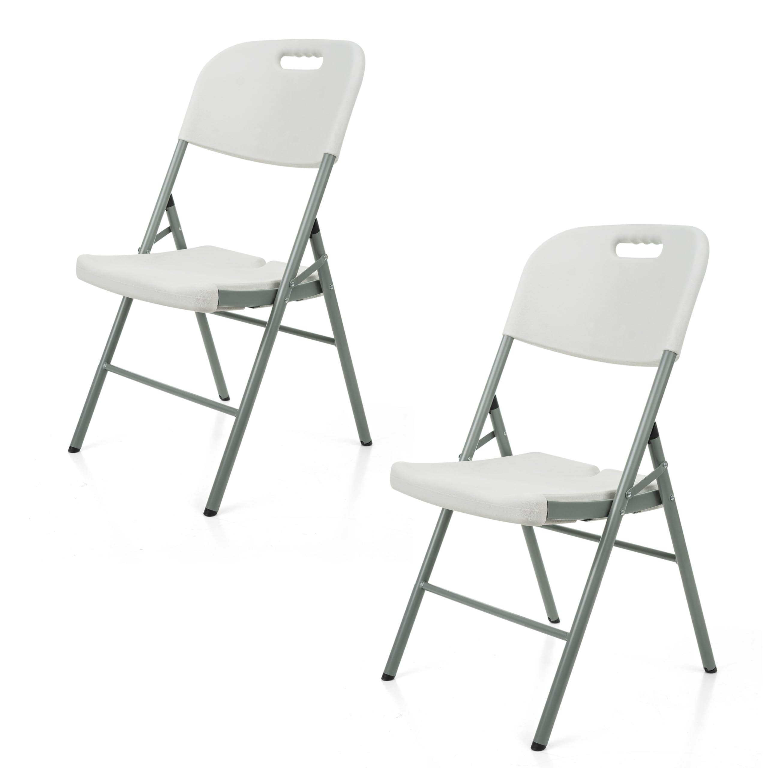 Crystals 2 White Folding Chairs - Lightweight and Portable Folding Camping Chairs, Sturdy and Durable Small Folding Chairs for Outdoor Events, Dining, Camping, Picnics, and Indoor Use