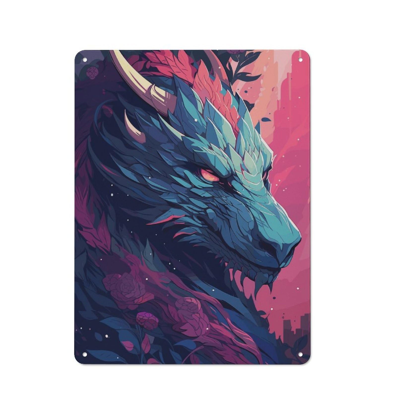 Majestic Dragon Metal Wall Plaque for Bar Wall, Pub Room And Party Space, Gift for Friends, Dad Or Home Bar Owners, 40x30cm
