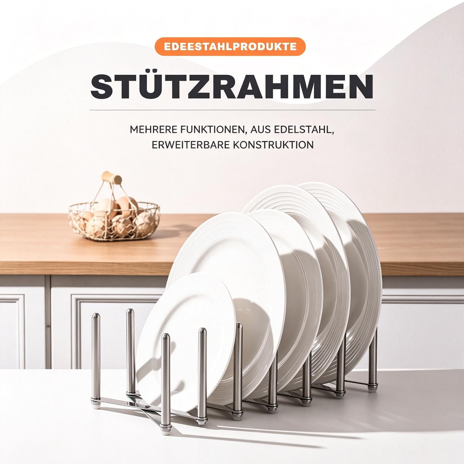 Topfdeckelhalter, Deckel Organizer Küche, Verstellbar, Aus Edelstahl, Platz für bis zu 6 Deckel, Für Teller & Schneidebretter, Ausziehbar & klappbar, Aufbewahrung