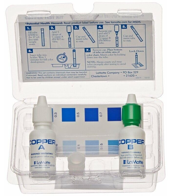 Test kit analizador de presencia de cobre en el agua de piscinas. EC-70 LaMotte