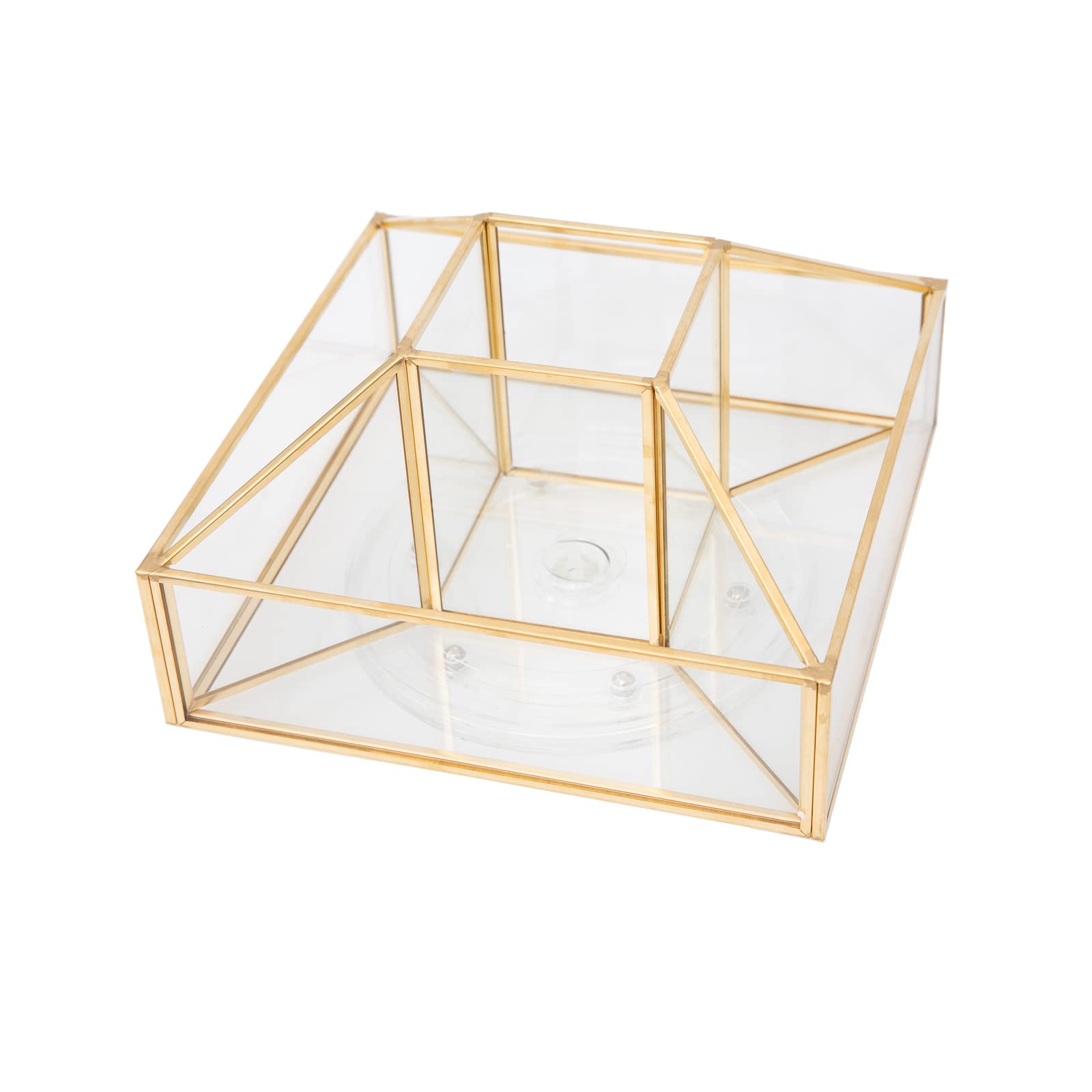 HARLIANGXY Obracany o 360° organizer na kosmetyki, szklany organizer na kosmetyki, organizer na szminki, organizer na kosmetyki, obracany, złoty uchwyt na pędzle do makijażu, do łazienki, sypialni