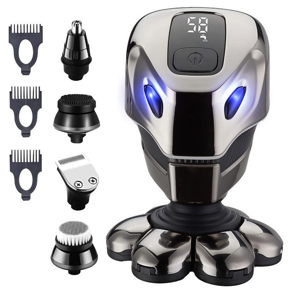 Head Shavers for Bald Men 6-in-1 Men Electric Razor Shaver Bald 7 Cutter Head Shaver Multifunctional Razor Alien