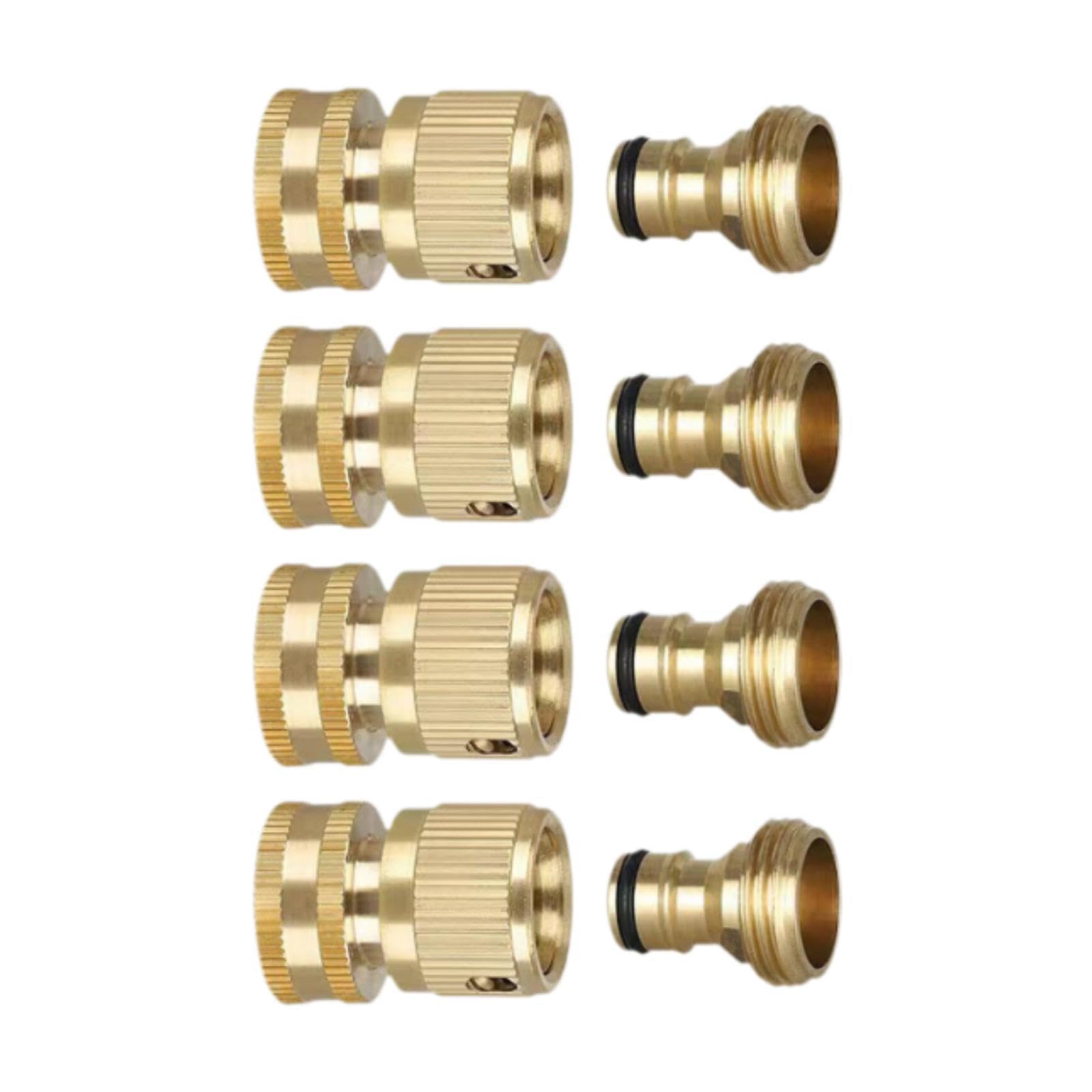 Qianly 4 Piezas Conectores de Manguera de Jardín Adaptadores Rápidos Latón Resistente Antigoteo Multifunción para Equipos de Riego Hogar Garaje