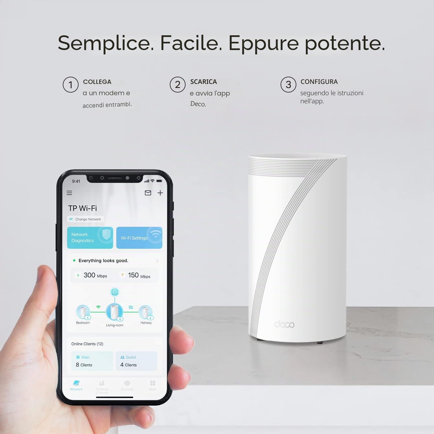 TP-Link Sistema di rete per tutta la casa WiFi 7 BE22000 a tripla banda (Deco BE85) | 12-Stream 22 Gbps | 2× 10G + 2× 2.5G Porte di backspace con cavo, 8× Antenne ad alto guadagno | VPN,