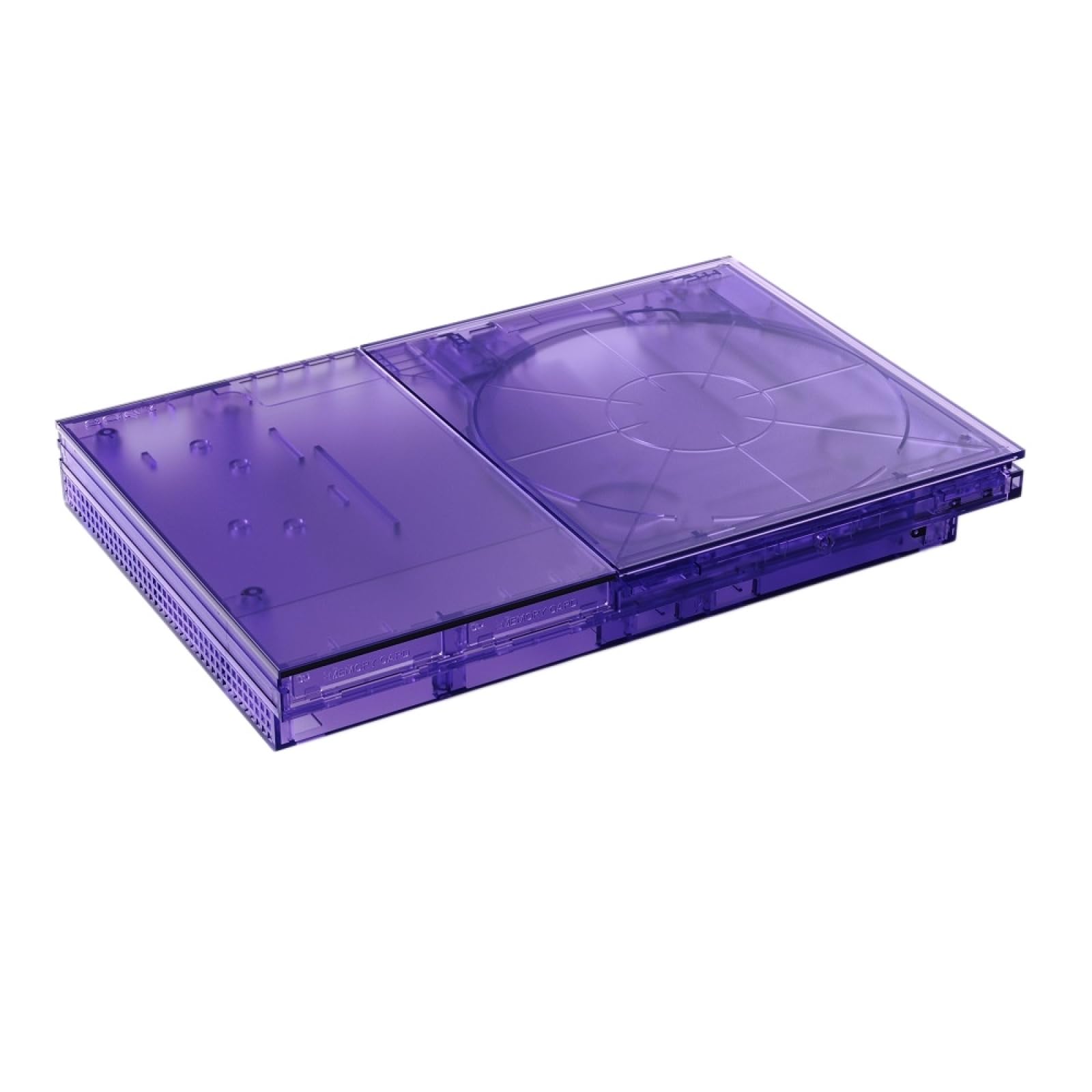 Coque de protection transparente pour consoles PS2 Série 9XXXX/7XXXX, coque de rechange pour PS2 Slim 9XXXX 7XXXX Série Retro Accessoire de console de jeux vidéo (9XXXX Violet transparent)