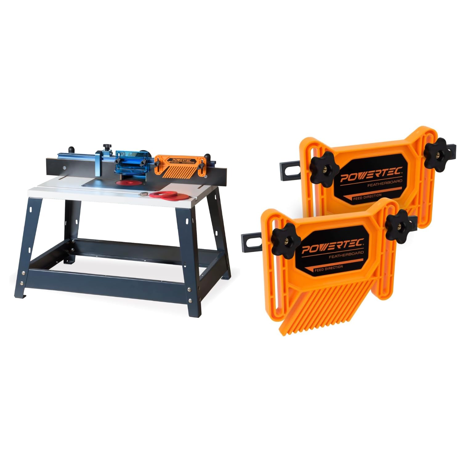 POWERTEC 71402 Bench Top Router Table and Fence Set, with 24” x 16