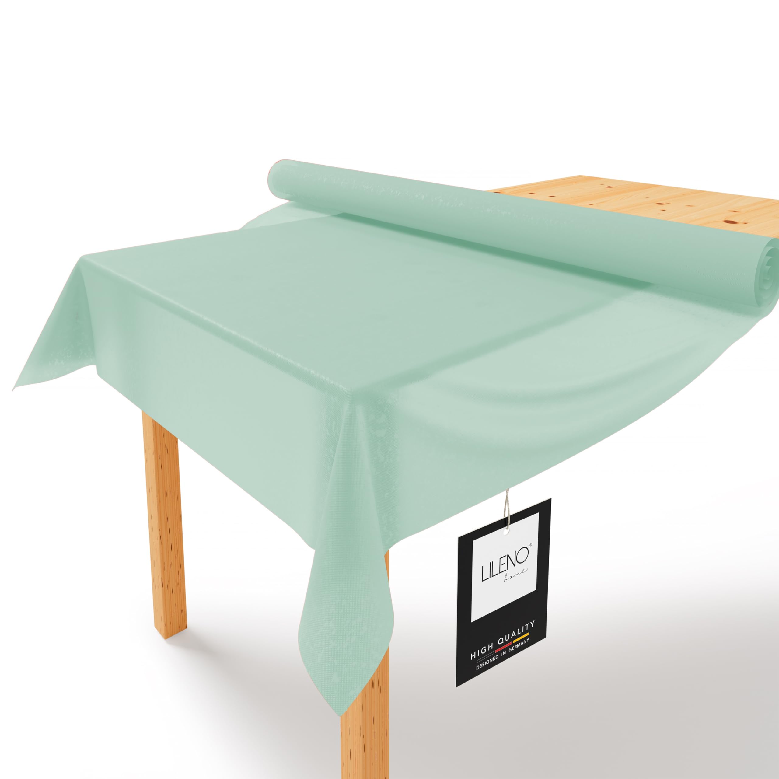 LILENO HOME Tischdeckenrolle 1,10 x 25 m - Tischdecke Eukalyptus aus Vlies - Stoffähnlich, abwaschbare Tischdecke als Rolle, Meterware Tischtuchrolle - Einweg Papiertischdecke Rolle Alternative