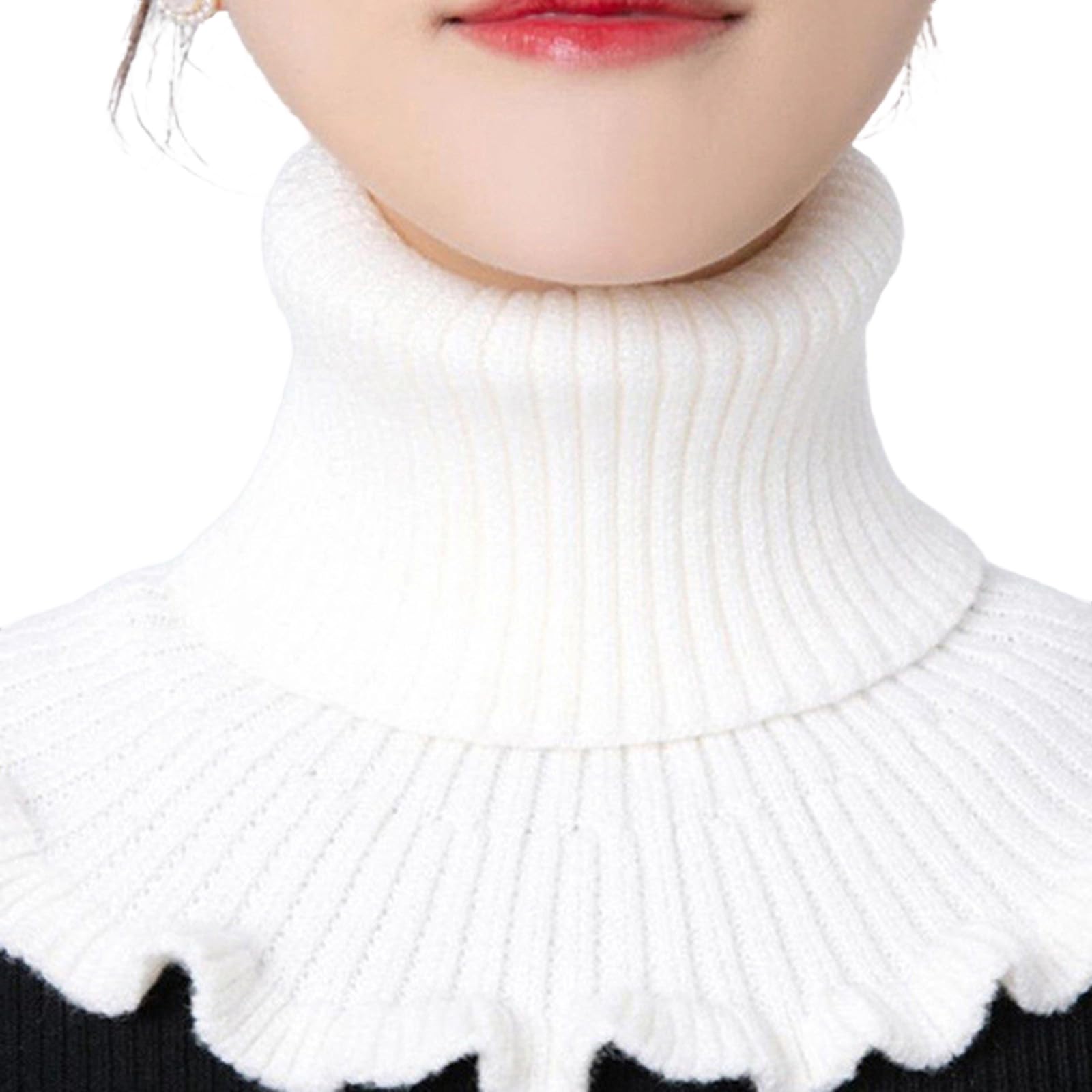 MICFENY Knit Shawl Collar Winter Warm Scarf For Women Neck Wrap Knitted Elastic False Collar Scarf Warm Winter Cycling
