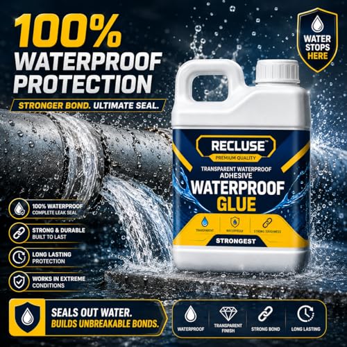 Image of RECLUSE Heavy Duty Transparent Waterproof Glue 5Kg - Industrial Strength Fast Bond Adhesive for Multi Surface Applications Wall Crack Sealer,Tile & Concrete Bonding,Glue For Indoor & Outdoor Use