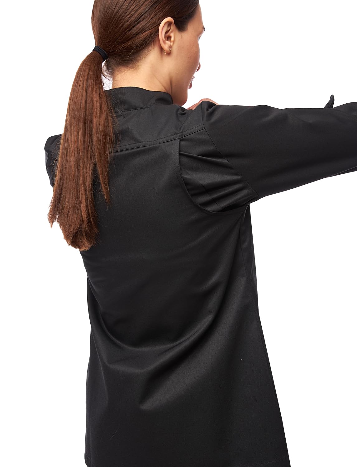 strongAnt Damen Kochjacke Langarm inkl. Kugelknöpfe aus easyClean Baumwolle. Kochuniform, Bäckerjacke -. Farbe: Schwarz