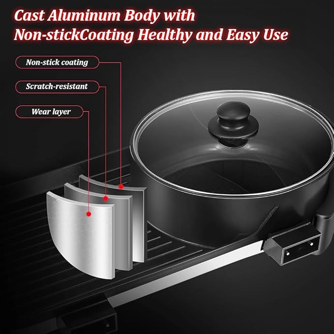 Hot Pot con Parrilla Eléctrico 2 en 1 1500W Antiadherente miniatura 4