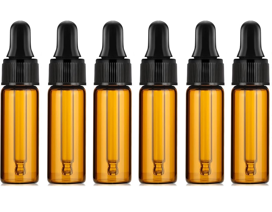 Hunky Dory 6pcs 5ml Mini Amber Glass Dropper Bottles Small Sample Vials for Traveling Essential, Oils,Cosmetic, Liquid, Perfume-picture-36